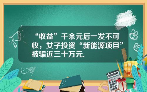 “收益”千余元后一发不可收,女子投资“新能源项目”被骗近三十万元.