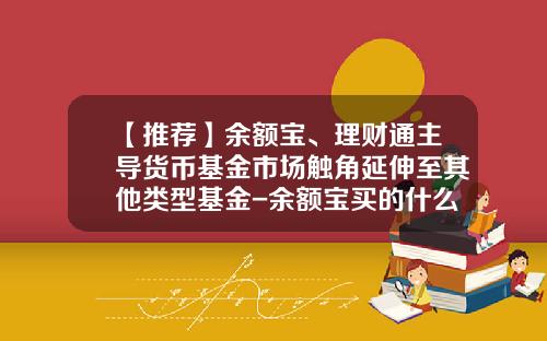 【推荐】余额宝、理财通主导货币基金市场触角延伸至其他类型基金-余额宝买的什么基金