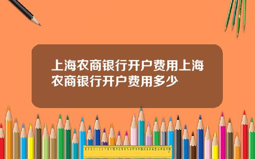 上海农商银行开户费用上海农商银行开户费用多少