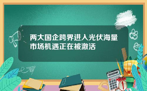 两大国企跨界进入光伏海量市场机遇正在被激活