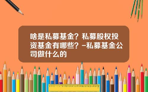 啥是私募基金？私募股权投资基金有哪些？-私募基金公司做什么的