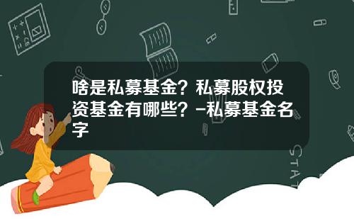啥是私募基金？私募股权投资基金有哪些？-私募基金名字