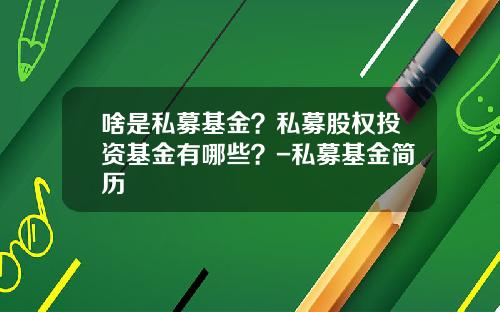 啥是私募基金？私募股权投资基金有哪些？-私募基金简历