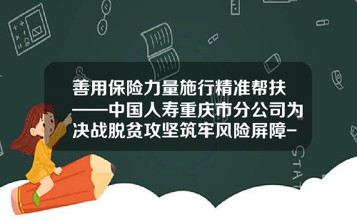 善用保险力量施行精准帮扶——中国人寿重庆市分公司为决战脱贫攻坚筑牢风险屏障-中国人寿重庆市分公司