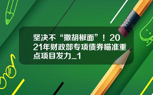坚决不“撒胡椒面”!2021年财政部专项债券瞄准重点项目发力_1