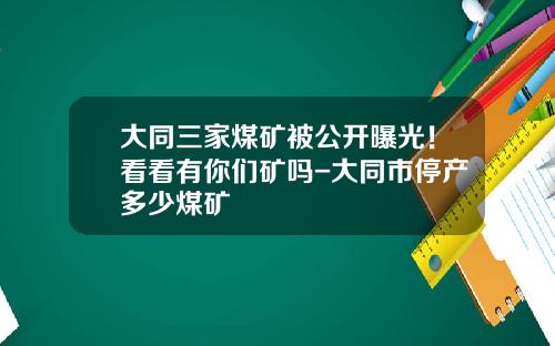 大同三家煤矿被公开曝光！看看有你们矿吗-大同市停产多少煤矿