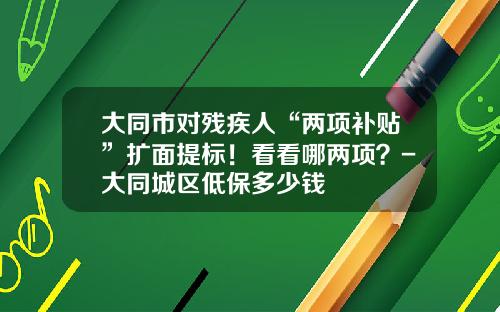 大同市对残疾人“两项补贴”扩面提标！看看哪两项？-大同城区低保多少钱