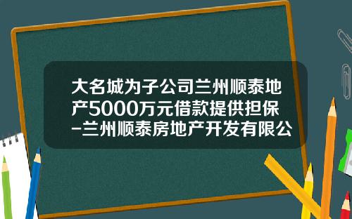 大名城为子公司兰州顺泰地产5000万元借款提供担保-兰州顺泰房地产开发有限公司