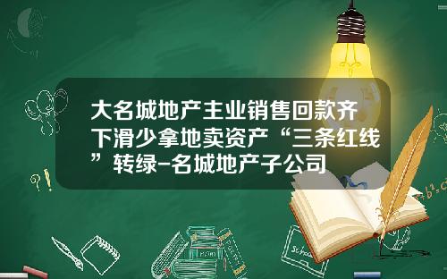 大名城地产主业销售回款齐下滑少拿地卖资产“三条红线”转绿-名城地产子公司