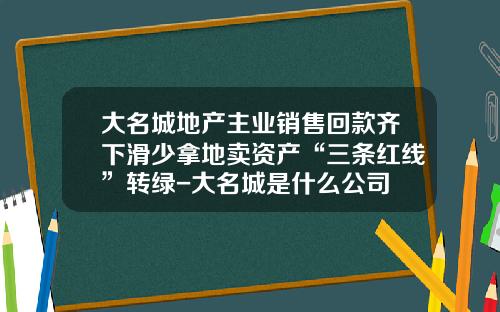 大名城地产主业销售回款齐下滑少拿地卖资产“三条红线”转绿-大名城是什么公司