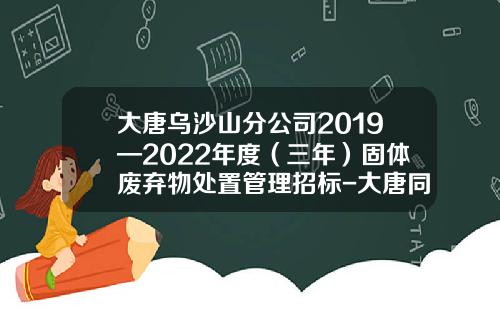 大唐乌沙山分公司2019—2022年度（三年）固体废弃物处置管理招标-大唐同舟科技公司薪水