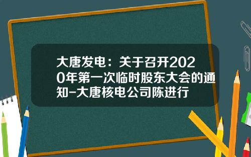 大唐发电：关于召开2020年第一次临时股东大会的通知-大唐核电公司陈进行