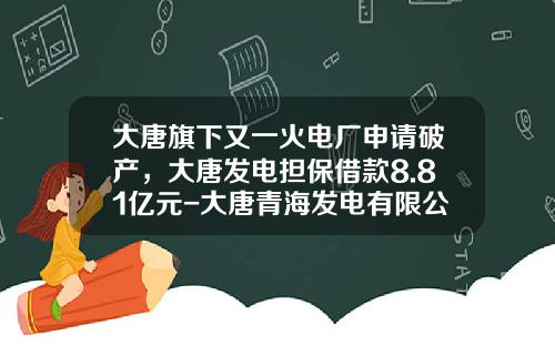 大唐旗下又一火电厂申请破产，大唐发电担保借款8.81亿元-大唐青海发电有限公司