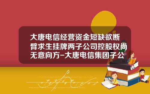 大唐电信经营资金短缺欲断臂求生挂牌两子公司控股权尚无意向方-大唐电信集团子公司