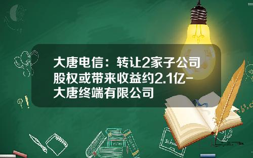 大唐电信：转让2家子公司股权或带来收益约2.1亿-大唐终端有限公司