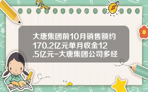 大唐集团前10月销售额约170.2亿元单月收金12.5亿元-大唐集团公司多经网