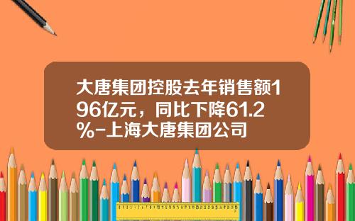 大唐集团控股去年销售额196亿元，同比下降61.2%-上海大唐集团公司