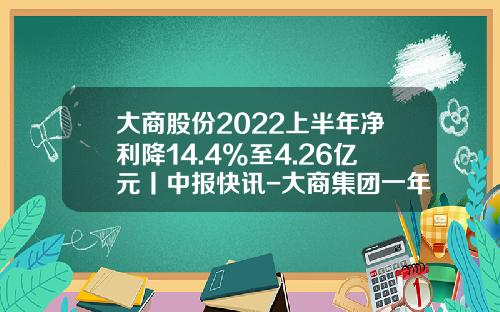 大商股份2022上半年净利降14.4%至4.26亿元丨中报快讯-大商集团一年利润多少