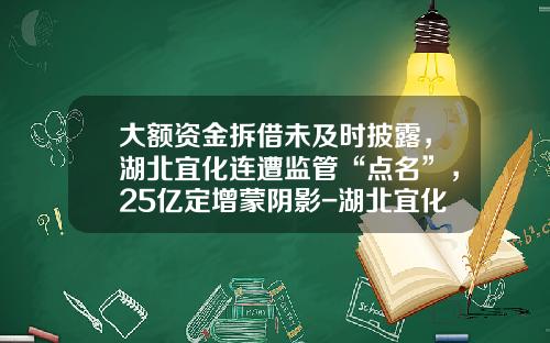大额资金拆借未及时披露，湖北宜化连遭监管“点名”，25亿定增蒙阴影-湖北宜化集团下属子公司
