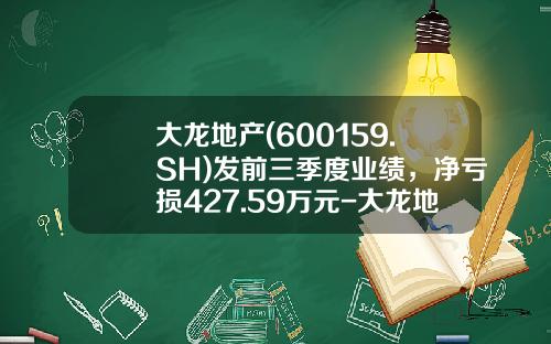 大龙地产(600159.SH)发前三季度业绩，净亏损427.59万元-大龙地产最低价是多少