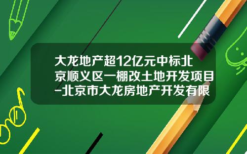 大龙地产超12亿元中标北京顺义区一棚改土地开发项目-北京市大龙房地产开发有限公司