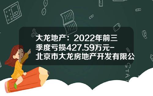 大龙地产：2022年前三季度亏损427.59万元-北京市大龙房地产开发有限公司