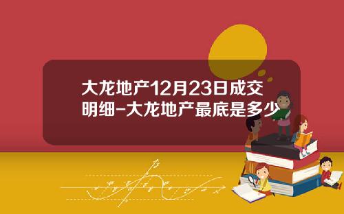 大龙地产12月23日成交明细-大龙地产最底是多少