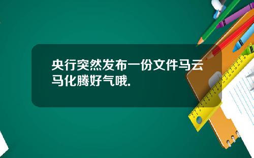 央行突然发布一份文件马云马化腾好气哦.