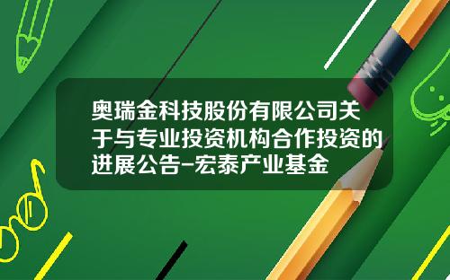 奥瑞金科技股份有限公司关于与专业投资机构合作投资的进展公告-宏泰产业基金