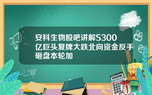 安科生物股吧讲解5300亿巨头复牌大跌北向资金反手砸盘本轮加
