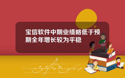 宝信软件中期业绩略低于预期全年增长较为平稳