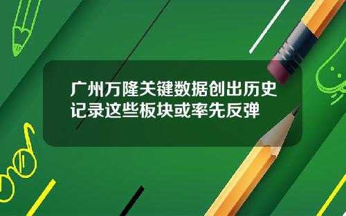 广州万隆关键数据创出历史记录这些板块或率先反弹