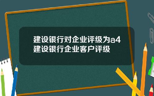 建设银行对企业评级为a4建设银行企业客户评级