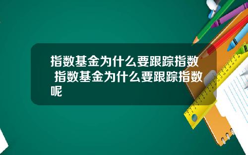 指数基金为什么要跟踪指数 指数基金为什么要跟踪指数呢