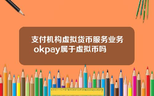 支付机构虚拟货币服务业务 okpay属于虚拟币吗