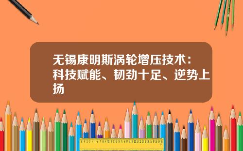 无锡康明斯涡轮增压技术:科技赋能、韧劲十足、逆势上扬