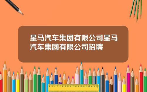 星马汽车集团有限公司星马汽车集团有限公司招聘