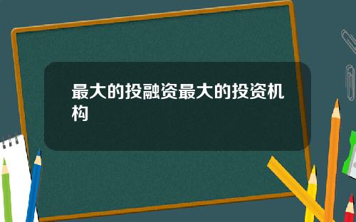 最大的投融资最大的投资机构