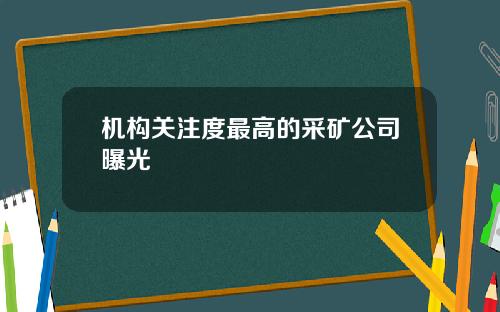 机构关注度最高的采矿公司曝光