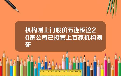 机构刚上门股价五连板这20家公司已接管上百家机构调研
