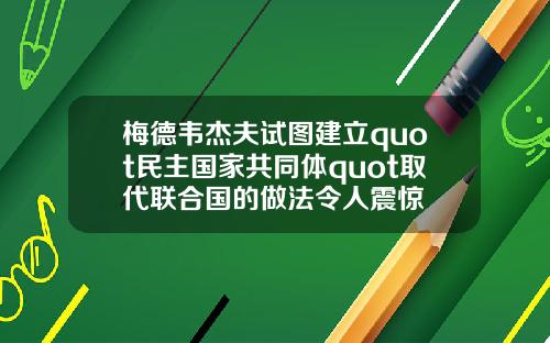 梅德韦杰夫试图建立quot民主国家共同体quot取代联合国的做法令人震惊
