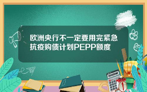 欧洲央行不一定要用完紧急抗疫购债计划PEPP额度