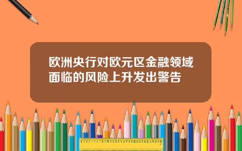 欧洲央行对欧元区金融领域面临的风险上升发出警告