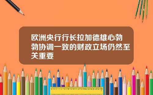 欧洲央行行长拉加德雄心勃勃协调一致的财政立场仍然至关重要