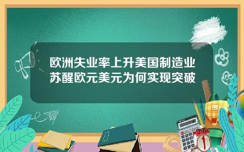 欧洲失业率上升美国制造业苏醒欧元美元为何实现突破