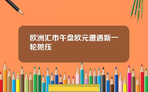 欧洲汇市午盘欧元遭遇新一轮抛压