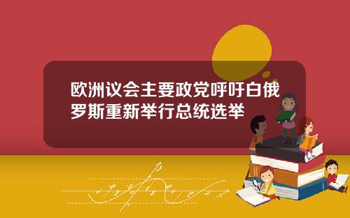 欧洲议会主要政党呼吁白俄罗斯重新举行总统选举