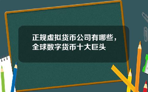 正规虚拟货币公司有哪些,全球数字货币十大巨头