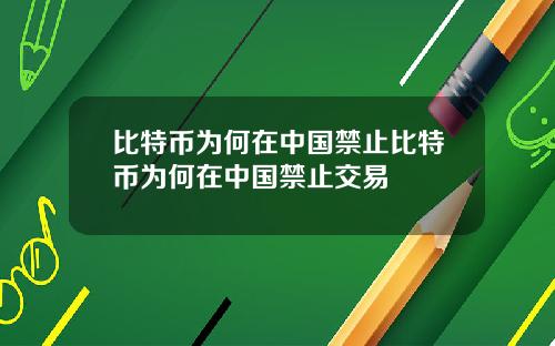 比特币为何在中国禁止比特币为何在中国禁止交易