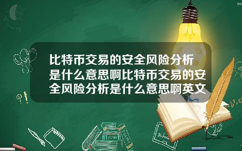 比特币交易的安全风险分析是什么意思啊比特币交易的安全风险分析是什么意思啊英文